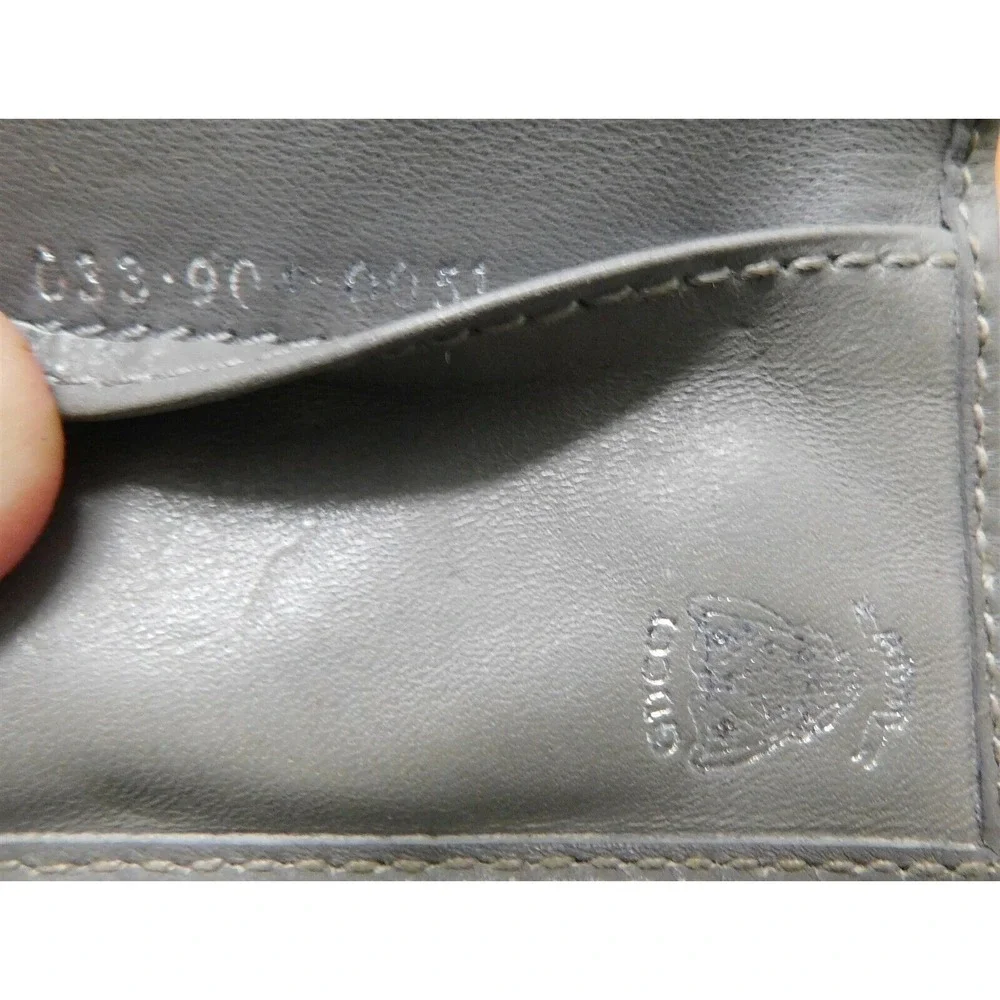 Gucci Vintage Gray‎ GG monogram Canvas Leather Key Case Italy